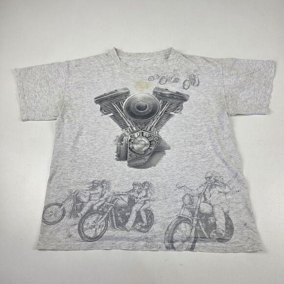 Vintage 90s Biker Motorcycle Shirt Mens Medium Engine Chopper Single Stitch - Picture 1 of 11